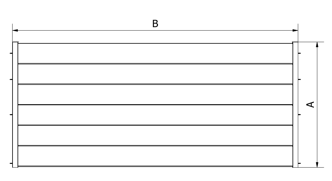 Schemat przęsła: A – wysokość, B – szerokość