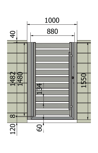 Furtka Piano 100: Z elektrozaczepem: 880 mm