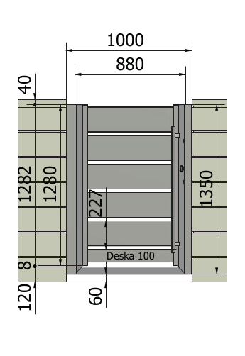 Furtka Piano 200: Z elektrozaczepem: 880 mm